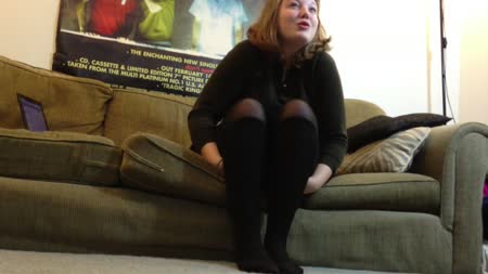 Trying Socks  Part 2 - Part 2 - gorgeous blonde chick trying different socks. Check her amazing arched feet trying and inviting you to smell and feel her lovely socks! Wouldn't you like help her trying these socks? Request these worn socks! This clip is a must for all socks lovers!